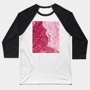 Raspberry Cream Pink Marble Effect Swirl Abstract Art Baseball T-Shirt